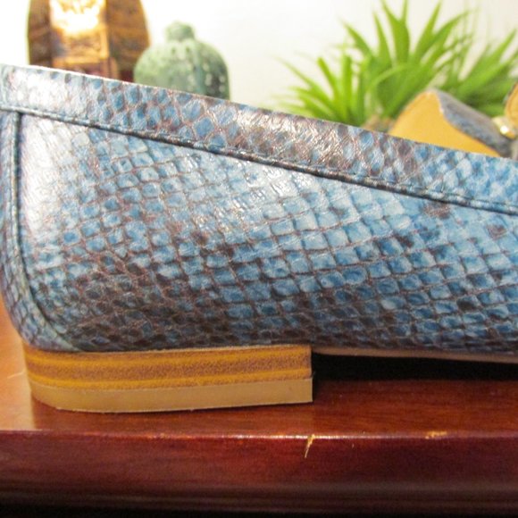 Blue Faux Snakeskin Flats - Picture 6 of 10